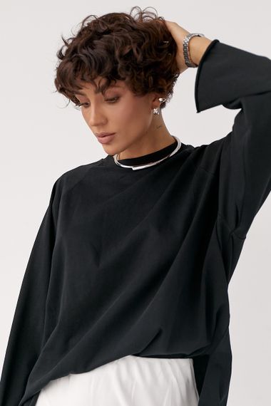 Однотонний вільний лонг - чорний цвет, ONE SIZE (є розміри)