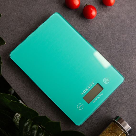 Весы для кухни Sokany до 5 кг электронные на батарейках Lugi Бирюзовый SK-19027M | Зображення 3