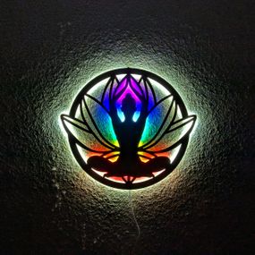 Панно декоративное картина на стену Лотос LED подсветка 400х447 acr-p000236