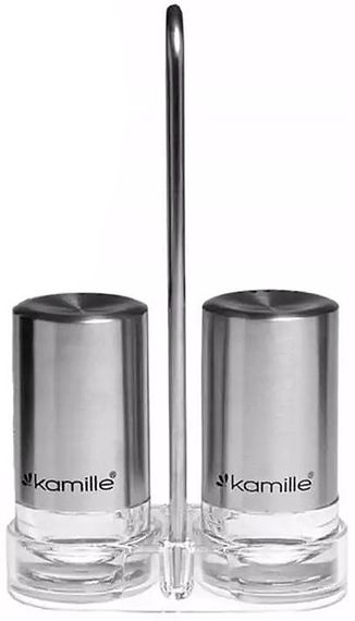 Набір для спецій Kamille Grinder Set перечниця / сільничка 2х40мл на сталевій підставці 10х17см