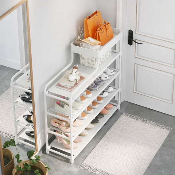 Металлическая обувница-этажерка для обуви Shoe Rack — полка для прихожей, компактная и прочная | Зображення 3