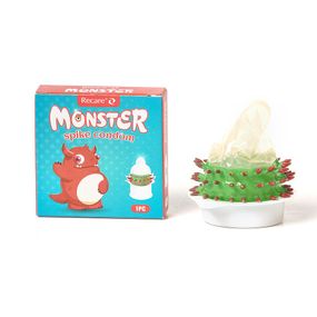 Насадка на член Recare Pink Monster Spike Condom (презерватив з кульками та вусиками), Червоний