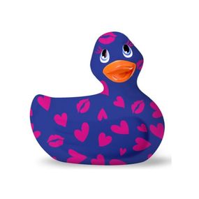 Вибратор уточка для клиторальной стимуляции Big Teaze Toys Rub My Duckie синяя в сердечках sexstyle