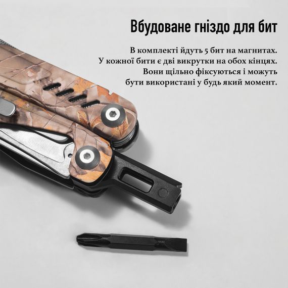 Мульти інструмент для полювання та риболовлі ForestPro, 19 інструментів, сталеві, мультикам, камуфляж. | Зображення 5