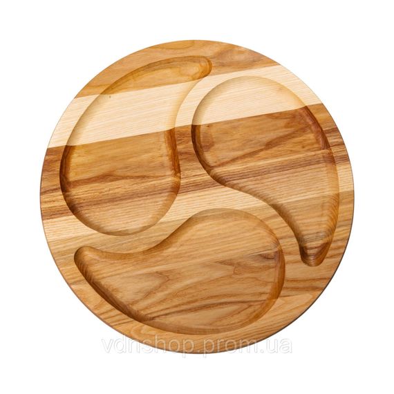 Менажница деревянная 35 см круглая на 3 секции, ясень T12W350