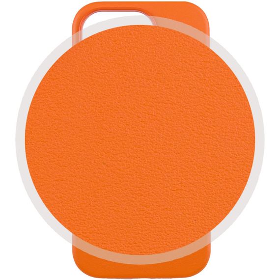 Кожаный чехол Leather Case (AAA) with MagSafe and Animation для Apple iPhone 14 Pro (6.1") Orange | Зображення 1