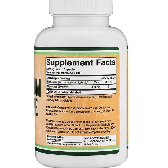 Микроэлемент Магний Double Wood Magnesium Glycinate 400 mg 180 Caps | Зображення 1