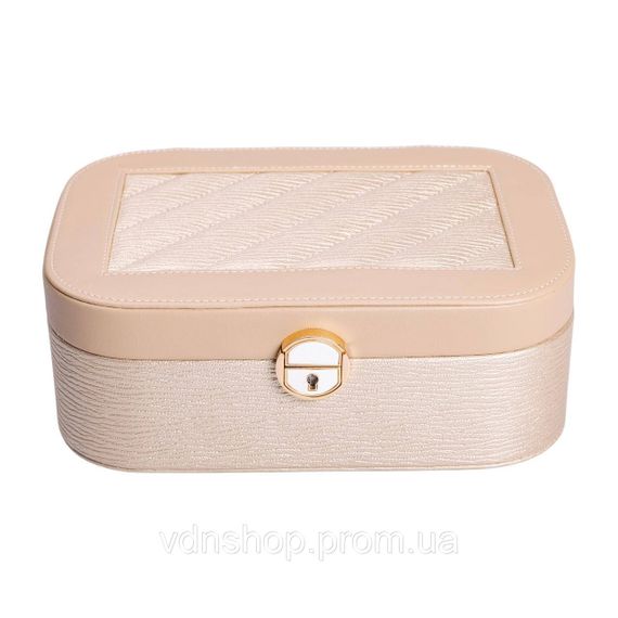 Шкатулка для украшений из эко кожи 2 яруса с замком органайзер для ювелирных изделий HP-5-1CR | Зображення 1