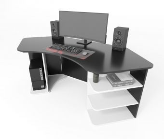 Стол компьютерный Comfy-Home Karbid черныйбелый бок