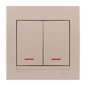 DERIY крем Вимикач внутрішній 2кл з підсвічуванням Лезард