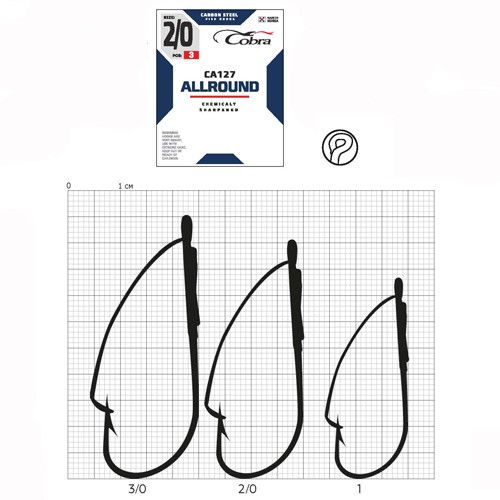 Крючки рыболовные Cobra Кобра ALLROUND сер. CA127 разм. 001 3шт.