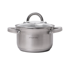 Каструля неіржавка сталь 3,9 л із кришкою порожнисті ручки 5620S KAMILLE