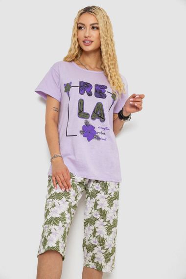 Пижама женская с принтом  -уценка, цвет сиреневый, 243R3755-U-2