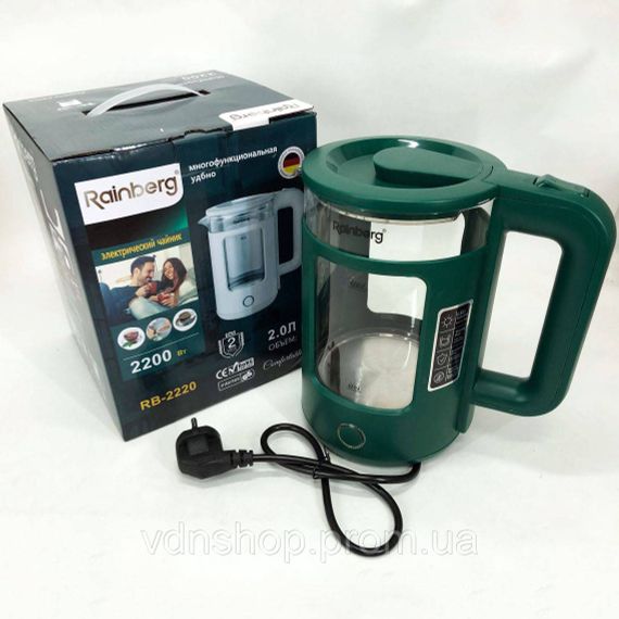 Вишуканий електрочайник Rainberg RB-2220 2200 Вт 2 л, Електрочайник з підсвічуванням для кип'ятіння PN-86 | Зображення 3