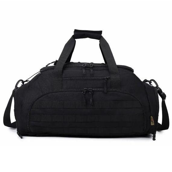 Тактична дорожня сумка-рюкзак 2 в 1 — зміцнена, універсальна чорна