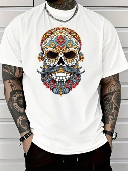 Футболка мужская с принтом повседневная L Белая