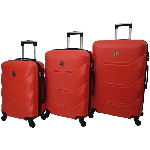 Набір валіз Bonro 2019 3 шт пластикові дорожні на колесах червоний (42401075)