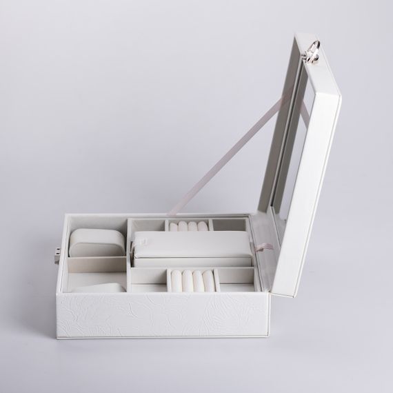 Шкатулка для украшений из эко кожи 2 яруса с замком органайзер для ювелирных изделий | Зображення 7