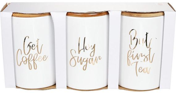 Набір банок Merceyl "Coffe Sugar Tea" 3 банки по 800мл керамічні з бамбуковими кришками | Зображення 1