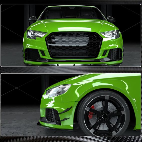 Накладки на передній бампер V2 (для RS3 SD 2017-2020, Карбон) для Ауди A3 рр | Зображення 3