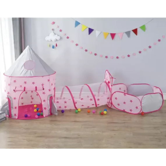 Палатка детская игровая / Большая детская палатка с туннелем и сухим бассейном / Палатка дом для детей | Зображення 1