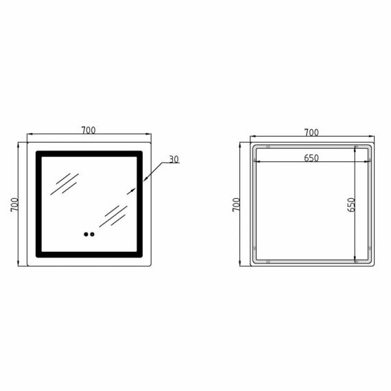 Зеркало Lidz Kubis (KU2) 700х700 с LED-подсветкой Touch, с антизапотеванием, с диммером, рег. яркости LDKU70070049288 | Зображення 1