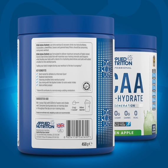 Комплекс амінокислот Applied Nutrition BCAA Amino-Hydrate (450g - 32 Servings) (Green Apple) | Зображення 1