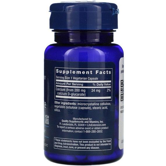 Кальцій D-глюкарат, Calcium D-Glucarate, Life Extension, 200 мг, 60 кап. | Зображення 1