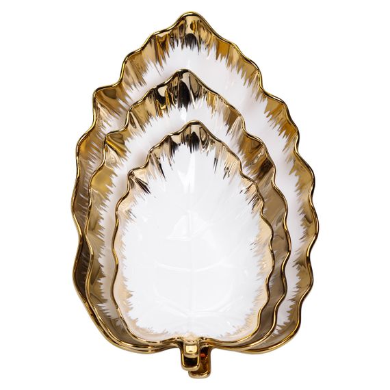 Набір порцелянових страв для сервірування столу 3 (шт) у формі листа Золотистий HP-26-10 | Зображення 5