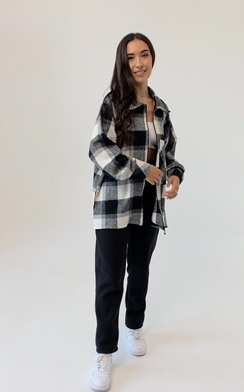 Женский теплый костюм рубашка и штаны NB23031 цвет черный, размер 42/46