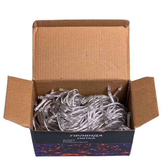 Новорічна гірлянда кімнатна нитка 22 м 220 LED білий провід Жовтий W220LED22MWY | Зображення 6