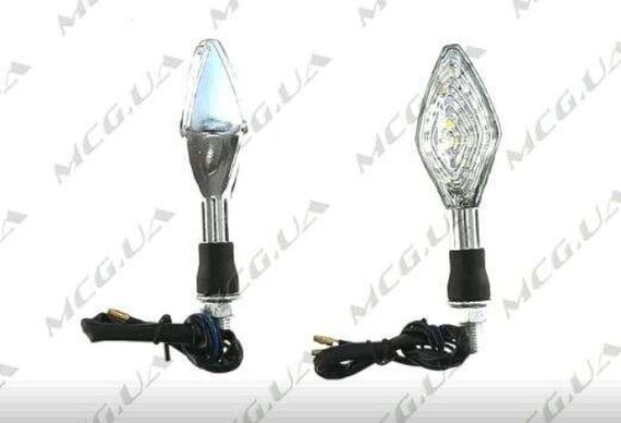 Поворот світлодіодний, човник (15 LED, хром, біле скло) JS