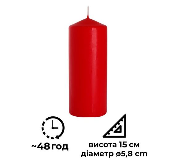Свічка столова циліндр Bispol sw60/150-030 Червонй | Зображення 2