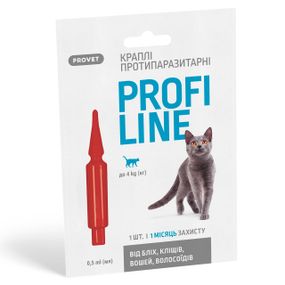 Капли на холку Профилайн для котов до 4кг (1 пипетка*0,5мл) инсектоакарицид