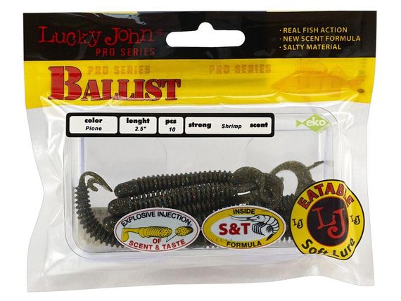Твистер Lucky John Лаки Джон Ballist 2.5" F08 10 шт в упаковке | Зображення 1
