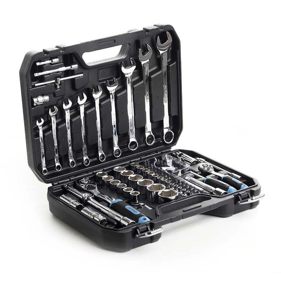 Набор насадок с гаечными ключами CrV ¼, ½ ( 90Т) (82 шт) APRO