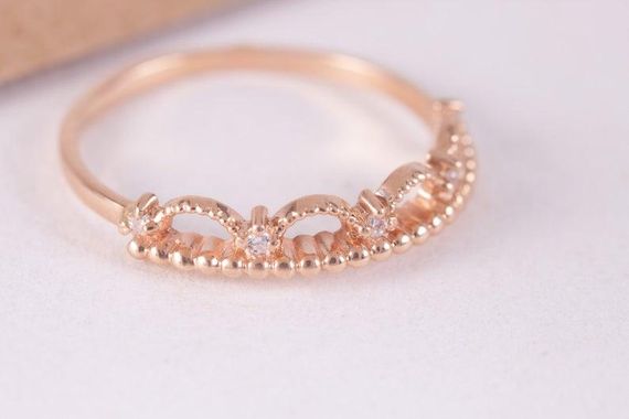 Кольцо из красного золота с фианитами 18 | Зображення 3