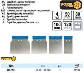 Набор шпатель тип японский Польша 50-120 мм нержавейка 4 штуки VOREL-06290