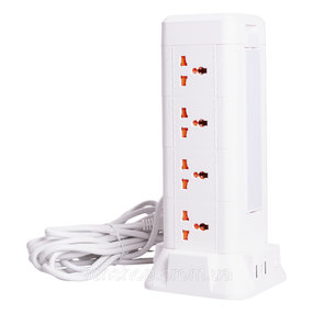 Сетевой фильтр удлинитель 4.8 м с лампой на 12 универсальных розеток с 2 USB 1 Type-C беспроводная зарядка HP-5-11MF