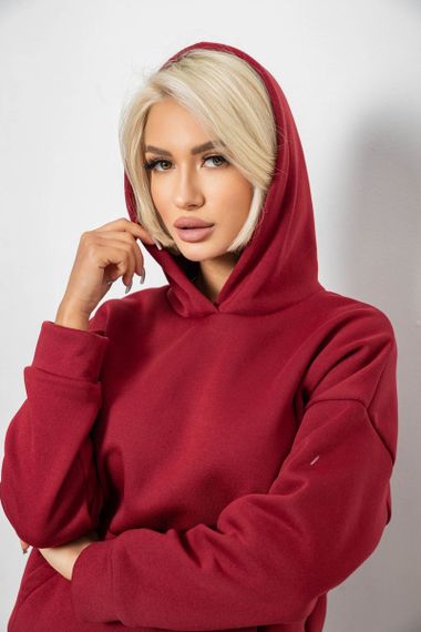 Спортивний костюм жіночий на флісі, колір бордовий, 257R87 | Зображення 4