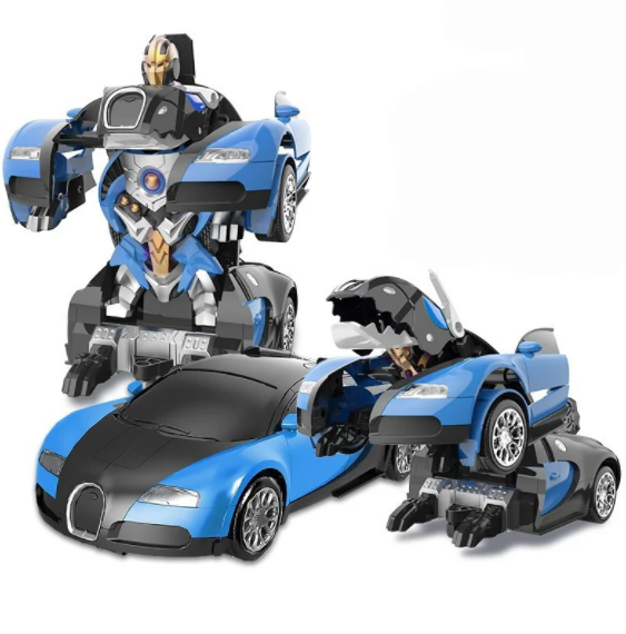 Машинка Трансформер Bugatti Size 18 см Robot Car синяя с пультом | Зображення 1