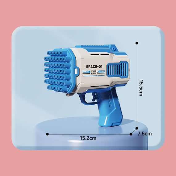 Пістолет для мильних бульбашок Bubble Gun 698-20 з насадками на 32/45 отворів 50ml Blue | Зображення 3