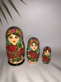 Сувенир матрешка  "Калина" тройка, ручная работа, береза, 10 см мальва