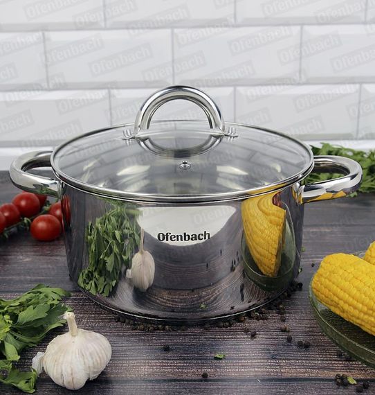 Каструля індукційна Ofenbach Casserole із нержавіючої сталі 4л зі скляною кришкою | Зображення 7