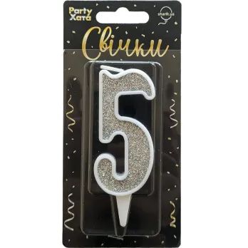Свічка-цифра 5 Party Хата 1502-5824 Срібний shop (4823118903805)
