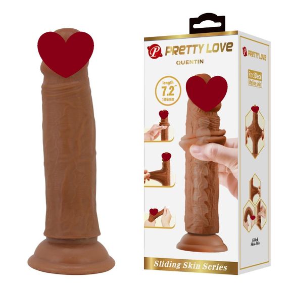 Фалоімітатор PRETTY LOVE QUENTIN 7.2(184mm) Sliding Skin Series TPR, Suction base Bendable Sex Aura