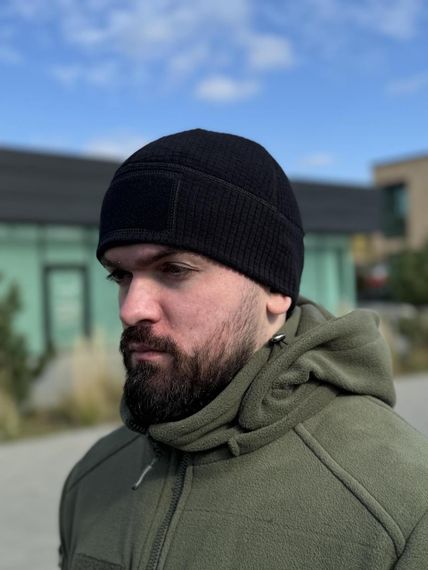 Шапка Helikon Range Beanie Grid Fleece - Black. | Зображення 3