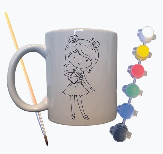 Набор для творчества кружка раскраска "Школьница" 330 мл белая