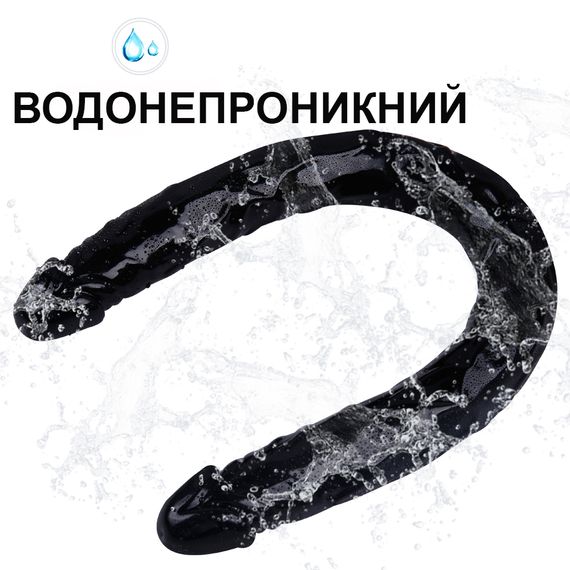 Подвійний анально-вагінальний чорний фалоімітатор 56*3.7 см | Зображення 3