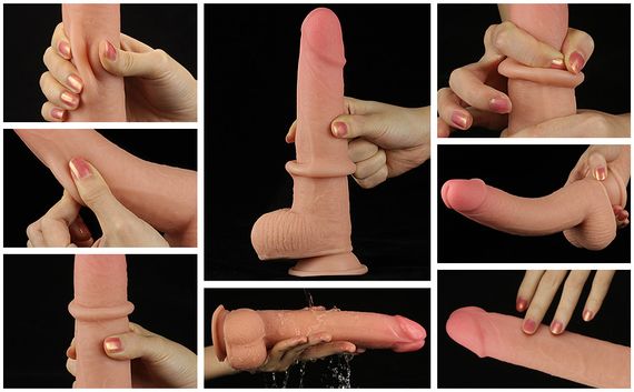 Фаллоимитатор - Sliding-Skin Dual Layer Dong 9" Flesh sexstyle | Зображення 5